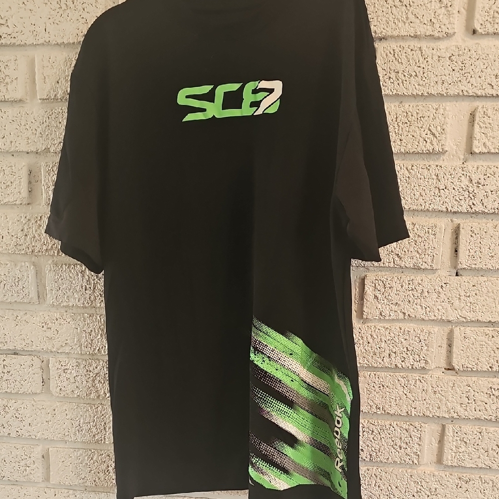 Old School Sidney Crosby Reebok Men's Black Tee with Green Accents